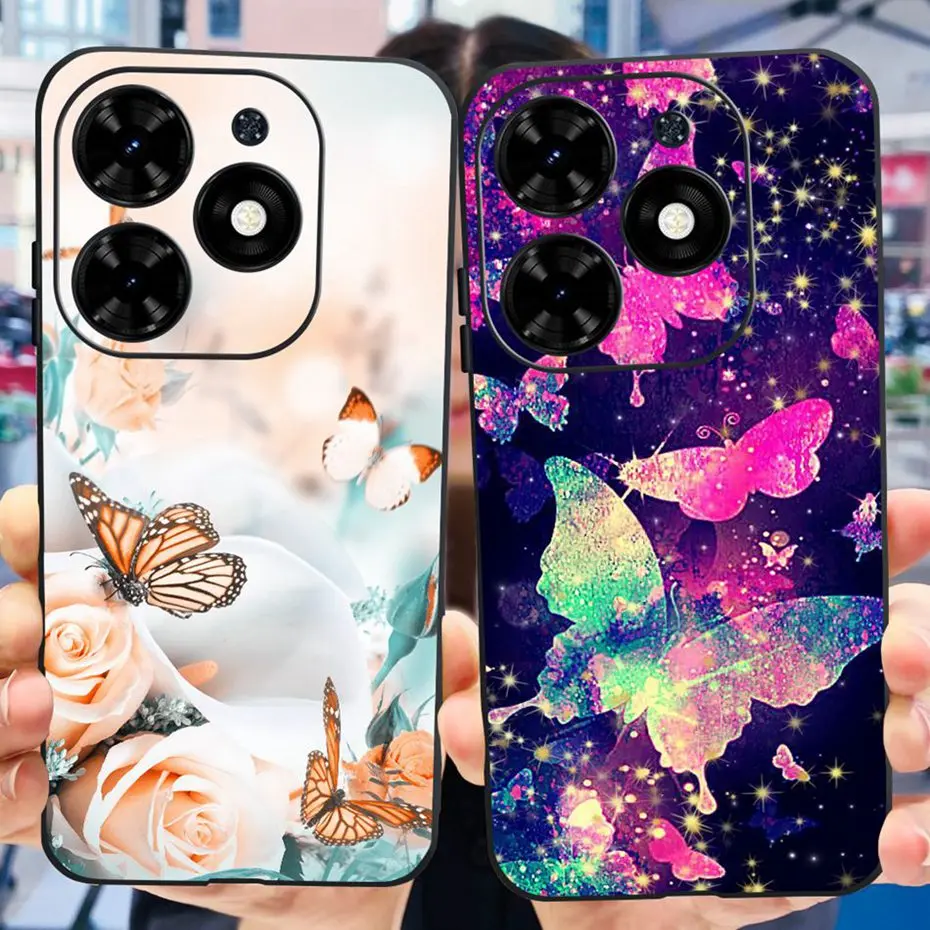 حافظة لهاتف انفينيكس سمارت 8X6525 على شكل قطة لطيفة على شكل ديناصور مصد للهاتف لهاتف انفينيكس سمارت 8 غطاء خلفي من السيليكون الأسود من مادة البولي يوريثان الحراري