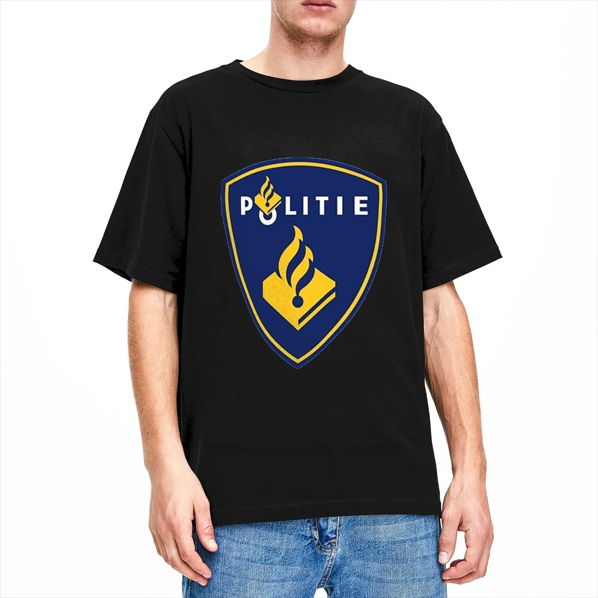 Netherlands National Police Corps Politie Patch Pure Cotton T-Shirts for Men Summer Y2K Basic Design Short Sleeve Tees