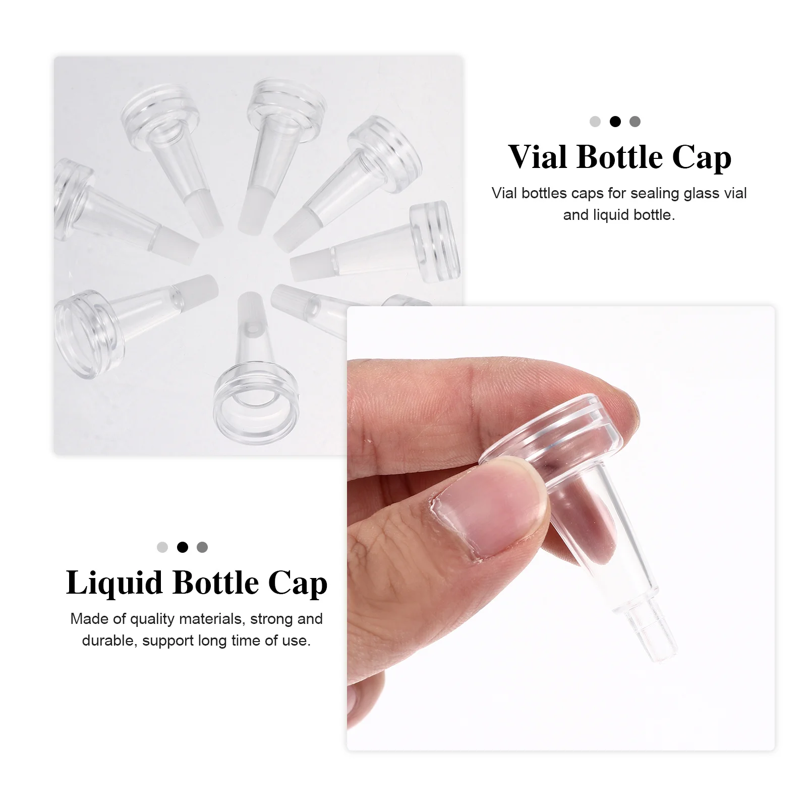 

100Pcs Essence Bottle Caps Transparent Plastic Vial Sealing Caps Professional Vial Liquid Bottle Horn Shape Cap