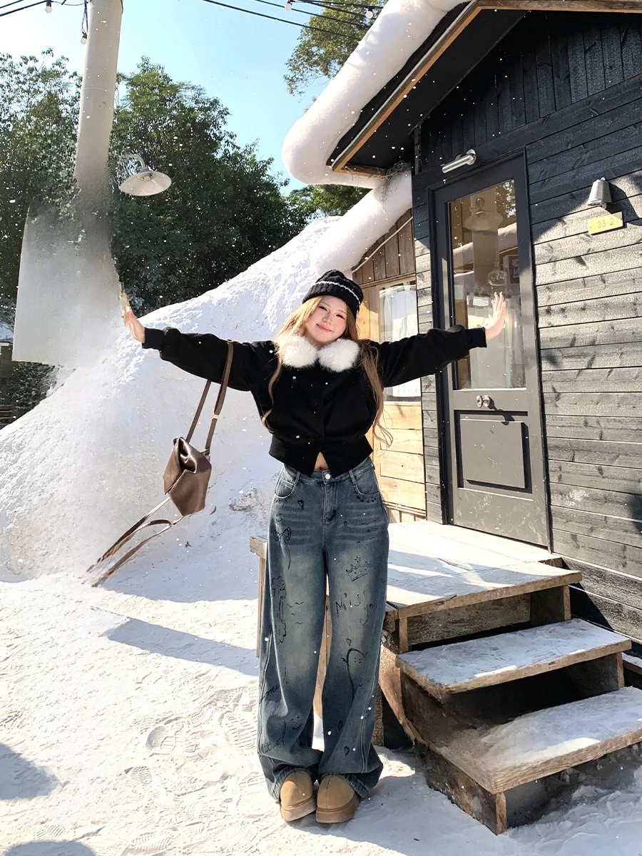 

Джинсы-брюки Annie Non-Fire Cosite Super Thi Cloud Fce Loose Knife для женщин больших размеров, длинные брюки