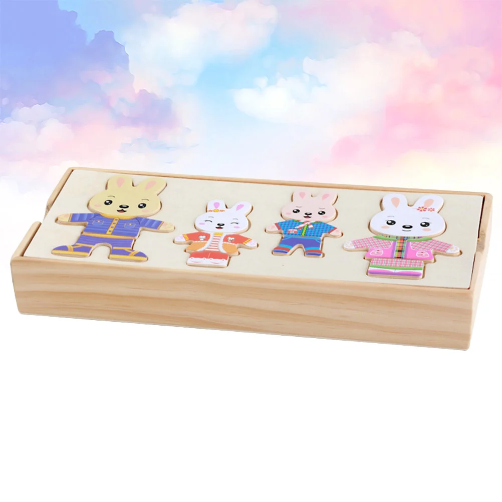 Set da gioco per bambini Puzzle con animali Giocattolo per cambiare vestiti Adorabile grande in legno