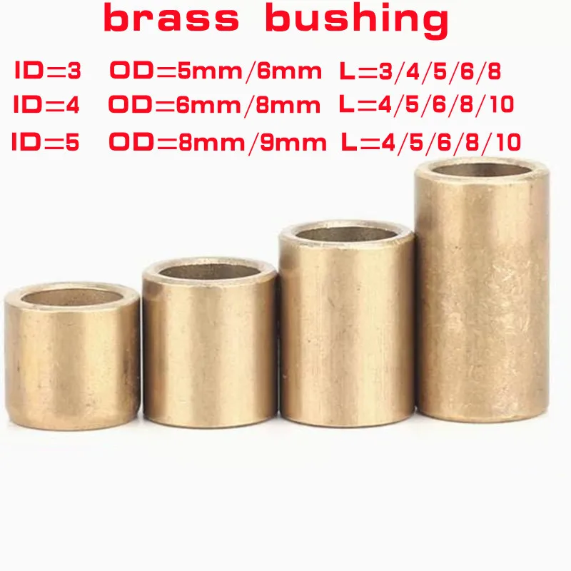 10pcs Brass Base Bushing Inner Diameter 3mm  4mm  5mm Bearing Sleeve For Slide Block 3D Printer Accessories