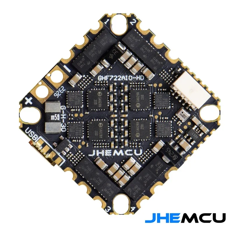 JHEMCU GHF722AIO-HD 40A Baro OSD BlackBox 5V BEC F722 Flight Controller BLHELIS 40A 4in1 ESC 2-6S for RC FPV Cinewhoop Drone