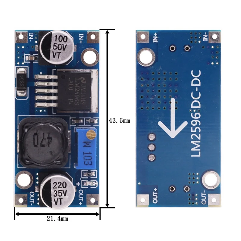 2 Pcs LM2596S-ADJ 3-40V DC-DC Adjustable Voltage Regulator Powers Module Board 3A Buck Converter Blue-Black