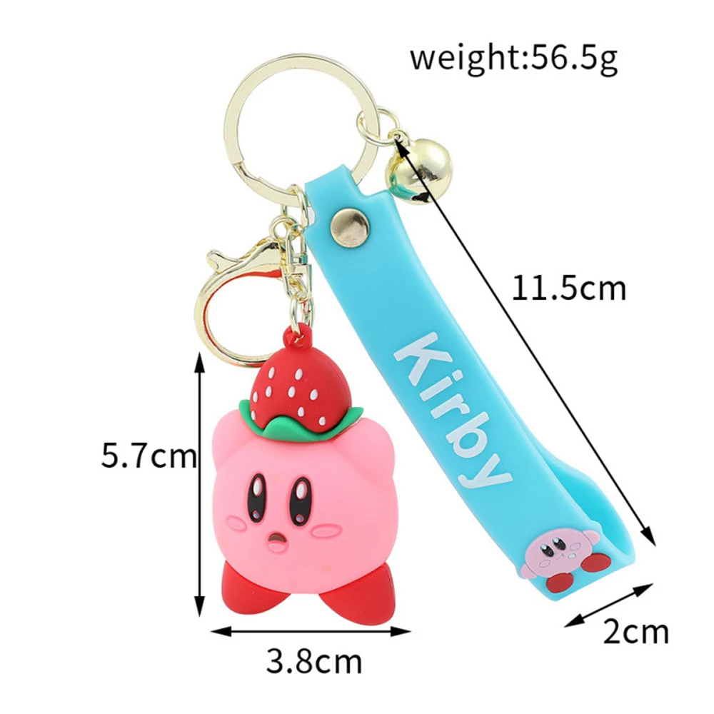 Kawaii Pink Strawberry & Heart Kirby Keychain Cartoon Figure Keyring  Bag  Cute Charm Car Backpack Pendant Decor Fans Gift - view 6