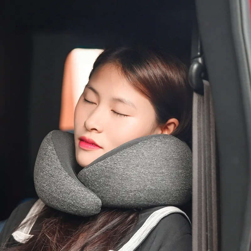 Adjustable U-shaped Soft Warm Pillow Travel Airplane Neck Cushion Memory Foam Sleeping Pillow Home Ornament Household Supplies
