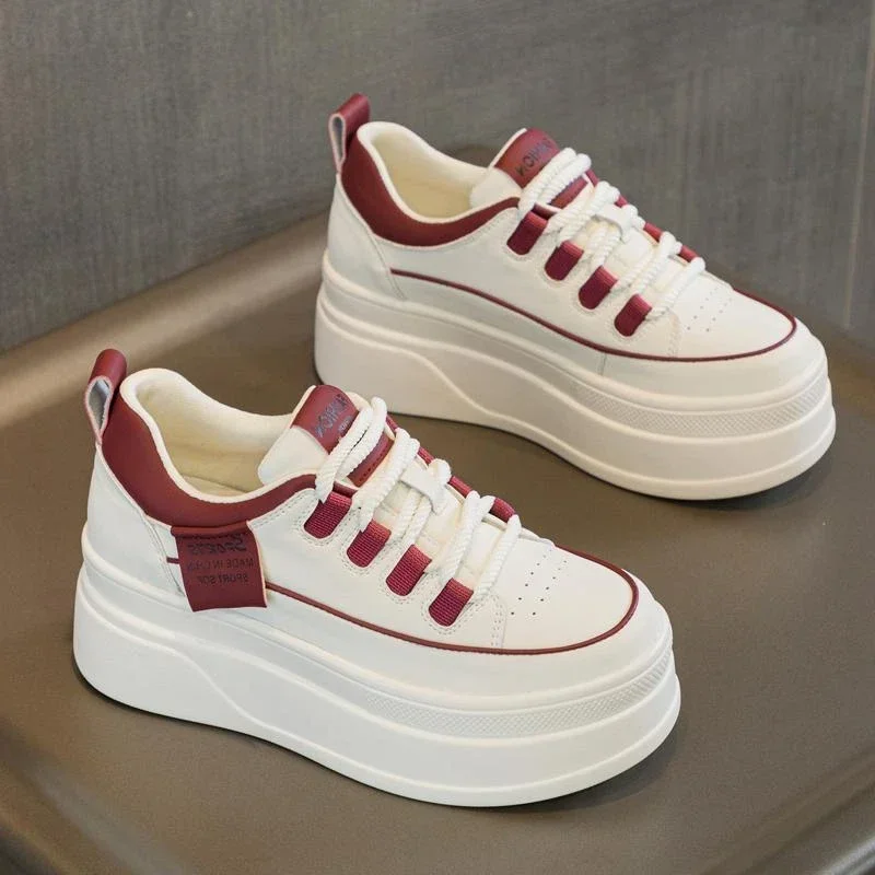 2024 Autumn Hot Seller Trendy Interior Height Increasing Women\'s Shoes Mesh Breathable Thick Sole Versatile Casual Board Shoes