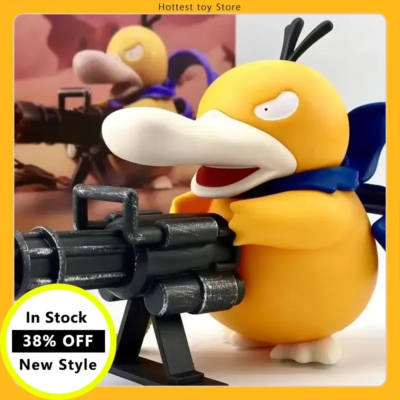 

New Pokemon Serie Psyduck Gatling Gun Figure Toy Cute Duck Collection Creative Figurine Model Anime Peripheral Boys Toy Gift