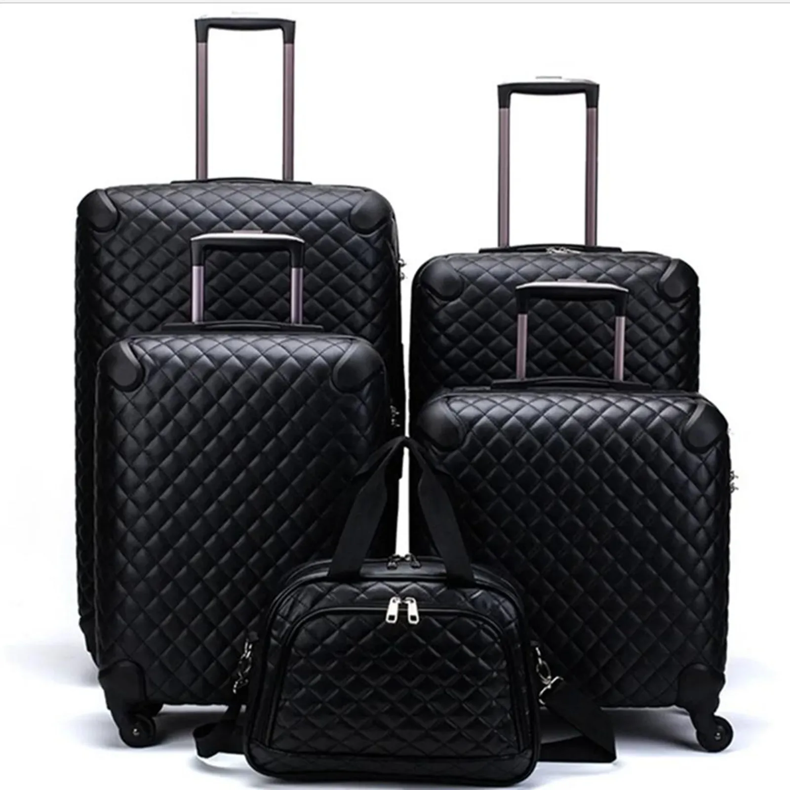 

Business Trolley Case Travel Shoulder Handbag 4-Wheeled Suitcase Women Luggage PU Leather Plaid Storage Bag Baggage Cosmetic Box