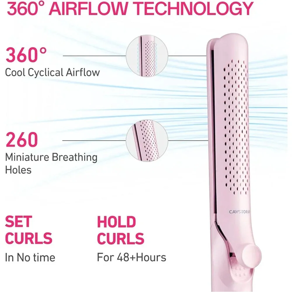 Standard 360° Airflow Styler 2 in 1 Curling Wand & Titanium Flat Iron Cool Air Hair Straightener Iron Professional Hair Curler