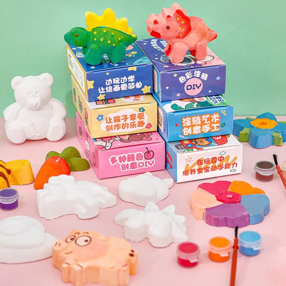 ดอกไม้ตลกเด็กระบายสีกิจกรรมของเล่นสัตว์พื้นที่ทาสีพลาสเตอร์ตุ๊กตาศิลปะการศึกษาสีบรรจุของเล่นของขวัญ