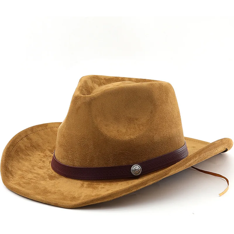 Hot Selling Wind Belt Buckle With Upturned Edge Wide Eave Denim Hat, Outdoor Warm And Sun Shading Suede Top Hat