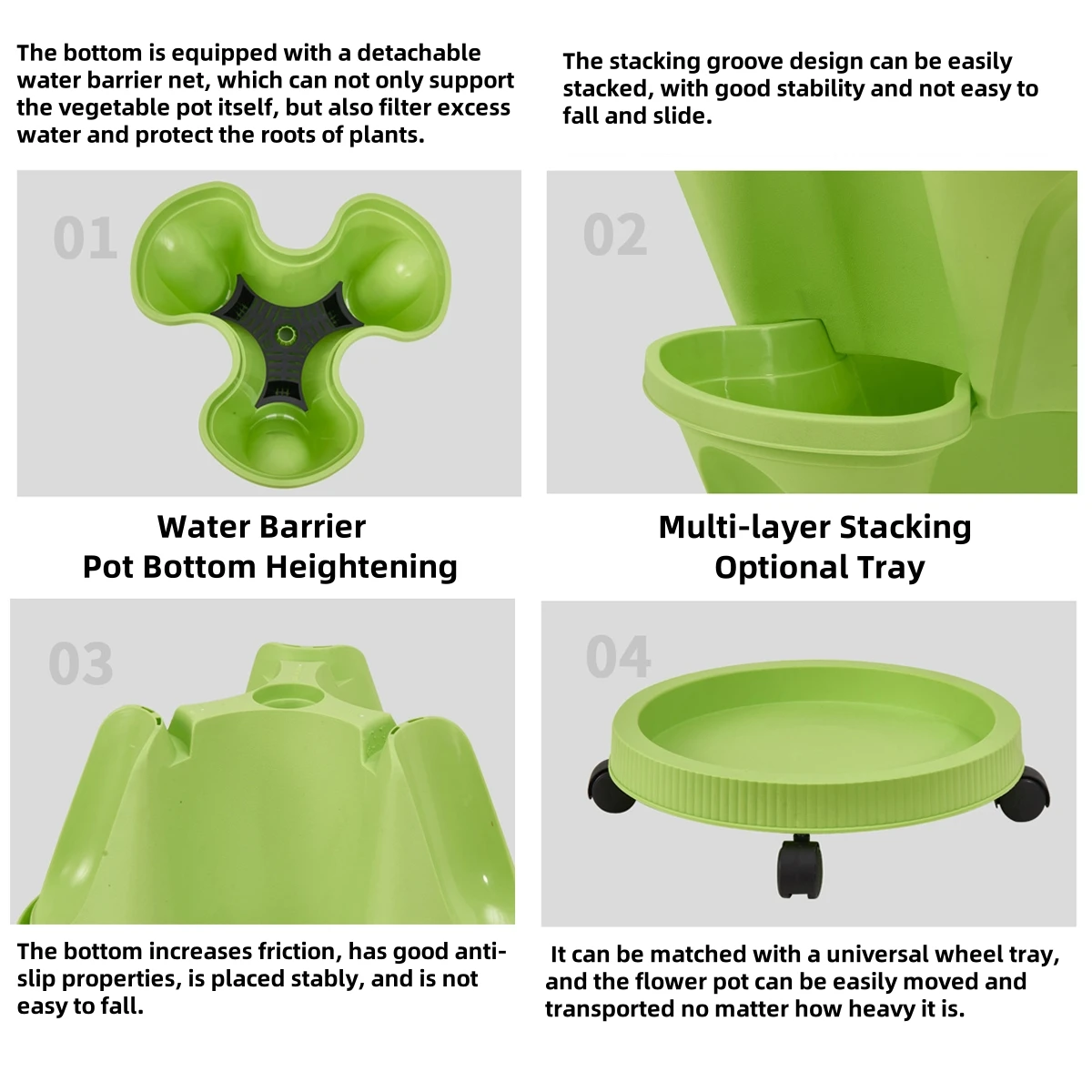 3-Dimensional Stackable Flower Pot Movable 3-Petal 4-Petal Planting Container Vegetable Plants Vertical Growing Pot Multi-Colors