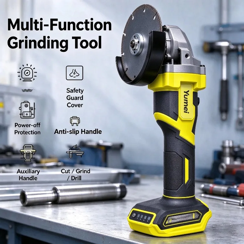 Strong Power Angle Grinder for Makita Bare Tool 4-speed Regulation Grinder Intelligent Anti-twist Cutting Polishing Machine