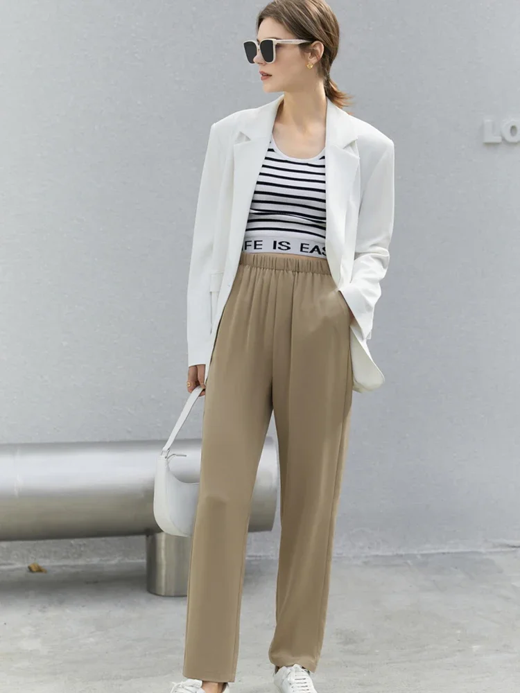 AMII Minimalism Casual Pants for Women 2023 Spring New High Waist Vintage All-match Korean Trousers Ankle-Length Pants 12332019