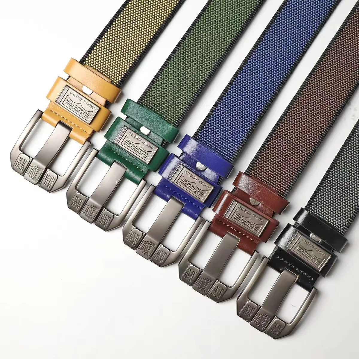 Nylon Belt Men's Pin Buckle Waistband, Two-Tone, Outdoor Fashion, All-Match Canvas Belt for Jeans, Military Training, Youth Tren