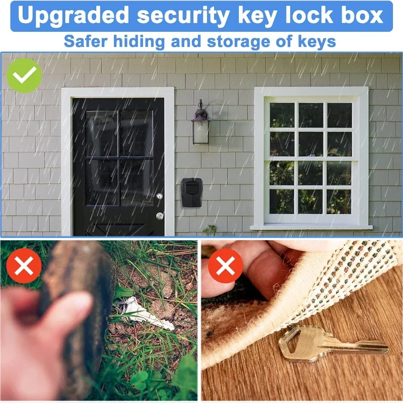 Large 4-digit Combination Wall Mounted Key Safe Holds 10+ Household Keys Weatherproof Key Storage Box with Built-in Key Hook