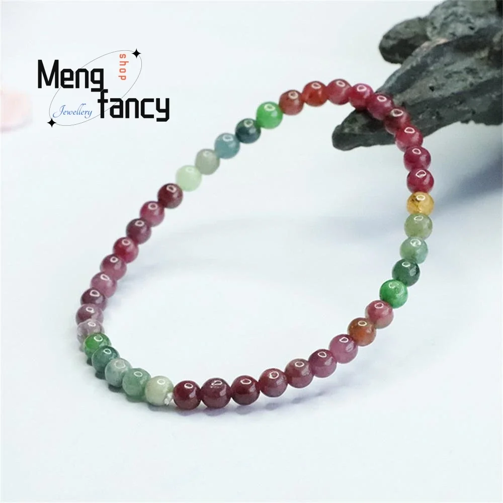 Natural Rainbow Tourmaline Bracelet Brazilian Old Material Gradient Bracelet Simple High-grade Exquisite Fashion Luxury Jewelry