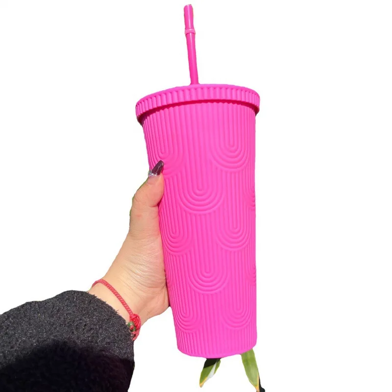 Double -layer plastic cup creative fashion American plastic cactus cup matte surface large capacity double -layer durian cup