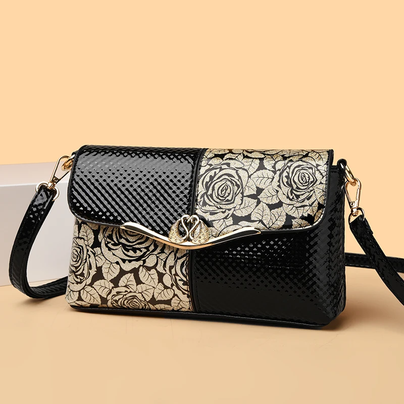 Pu Leather Leopard Print Crossbody Bags for Women Trend 2024 Bright Surface Business Shoulder Purse Female Underarm Handbag