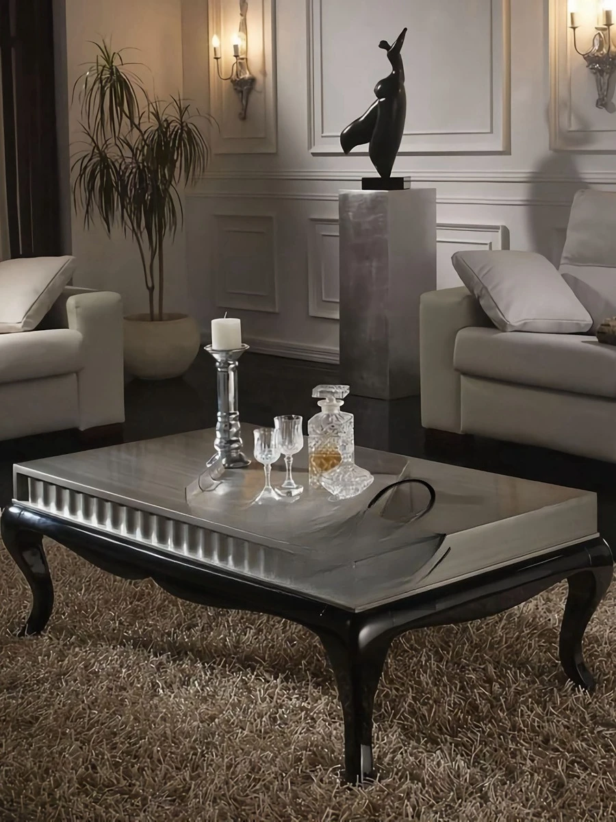 French light luxury solid wood carving coffee table neoclassical high-end living room rectangular villa tea table