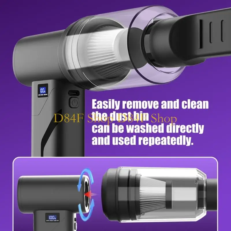 D84F Digital Display Handheld Cordless Blower 110000RPM Air Duster with LED Light