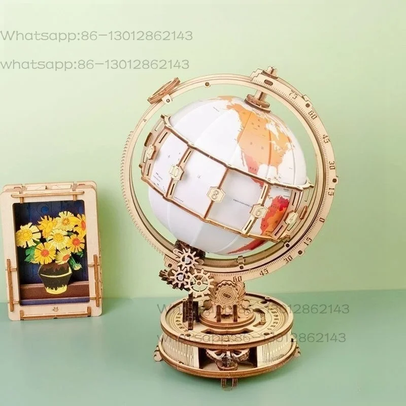 Difficult Wooden Puzzle Three-dimensional Hand-assembled Globe Model Night Light Birthday Gift