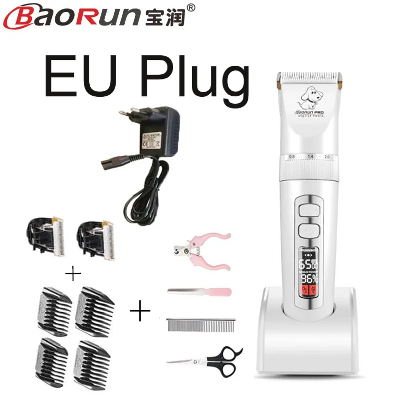 EU Plug Baorun P9 Rechargeable Pet Dog Animal Shaver Hair Cutter Trimmer Electrical Grooming Clipper Low Noise Cats Haircut