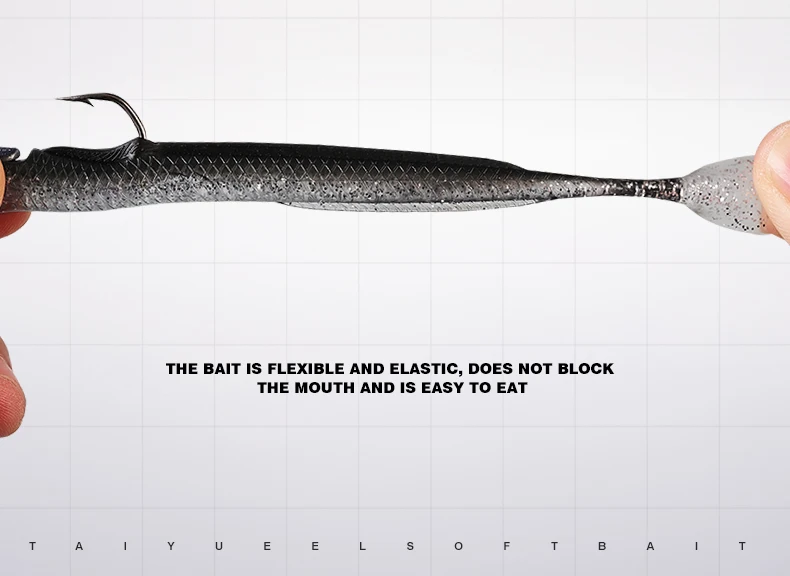 TAIYU Set Leuchtköder Weichköder Aal T-Flosse 12cm 23g Langsam Sinkender Bleikopf-Lure Kunstköder für Barsch/Forelle/Hecht – Detail 3
