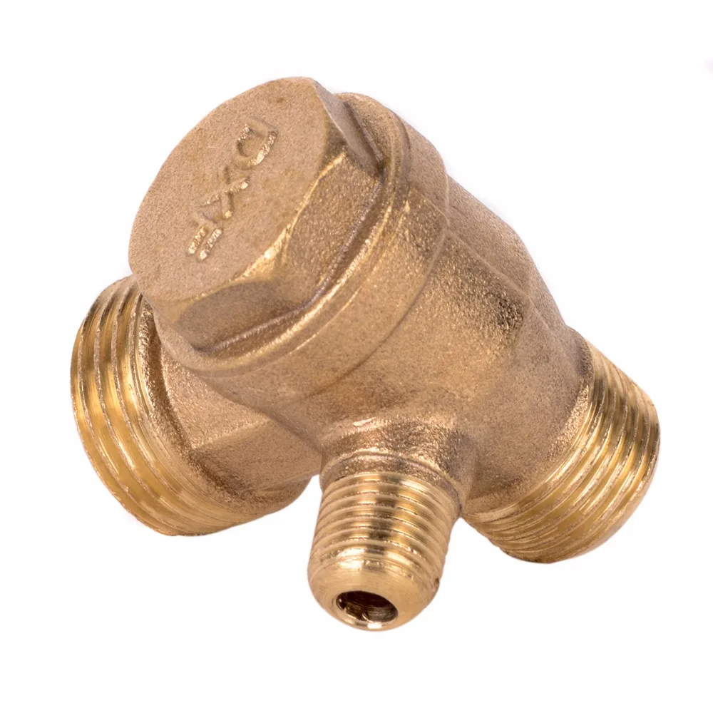 1pc New 3 Port Check Valve Brass Male Thread Check Valve Connector Tool For Air Compressor