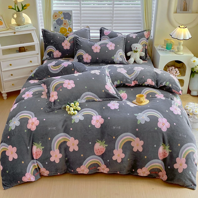 

Quilt Cover Cute Print Duvet Cover Winter Bedding Single/Double/Queen Size Comforter Cover housse de couette (No Pillowcase)