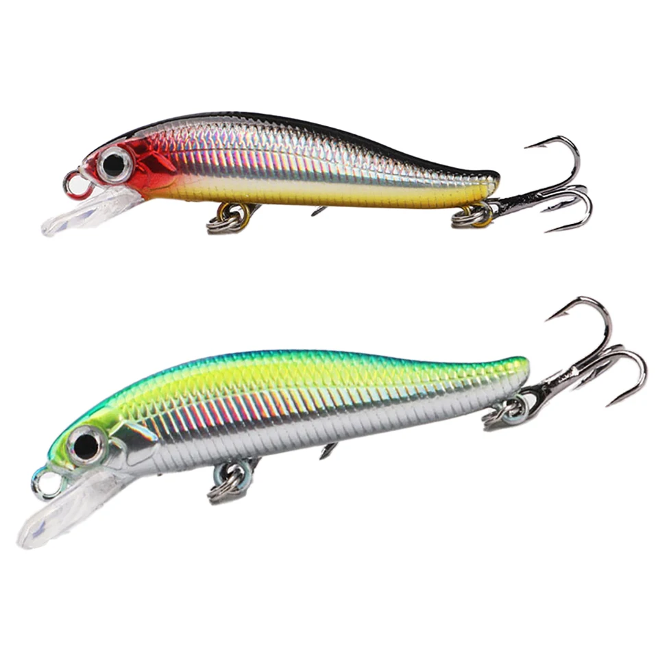 1Pc 5.5Cm 4G Mino Bait 3D Fish-Eye Sunken Hard Bait Pendulous Artificial Curved Tail Fish Pesca Bass Fishing Tackle