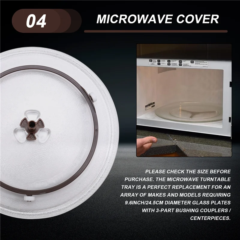 A68M-Pelat Kaca Microwave Universal Pelat Meja Putar Kaca Microwave Tahan Lama, Pengganti Penutup Pelat Microwave Bulat