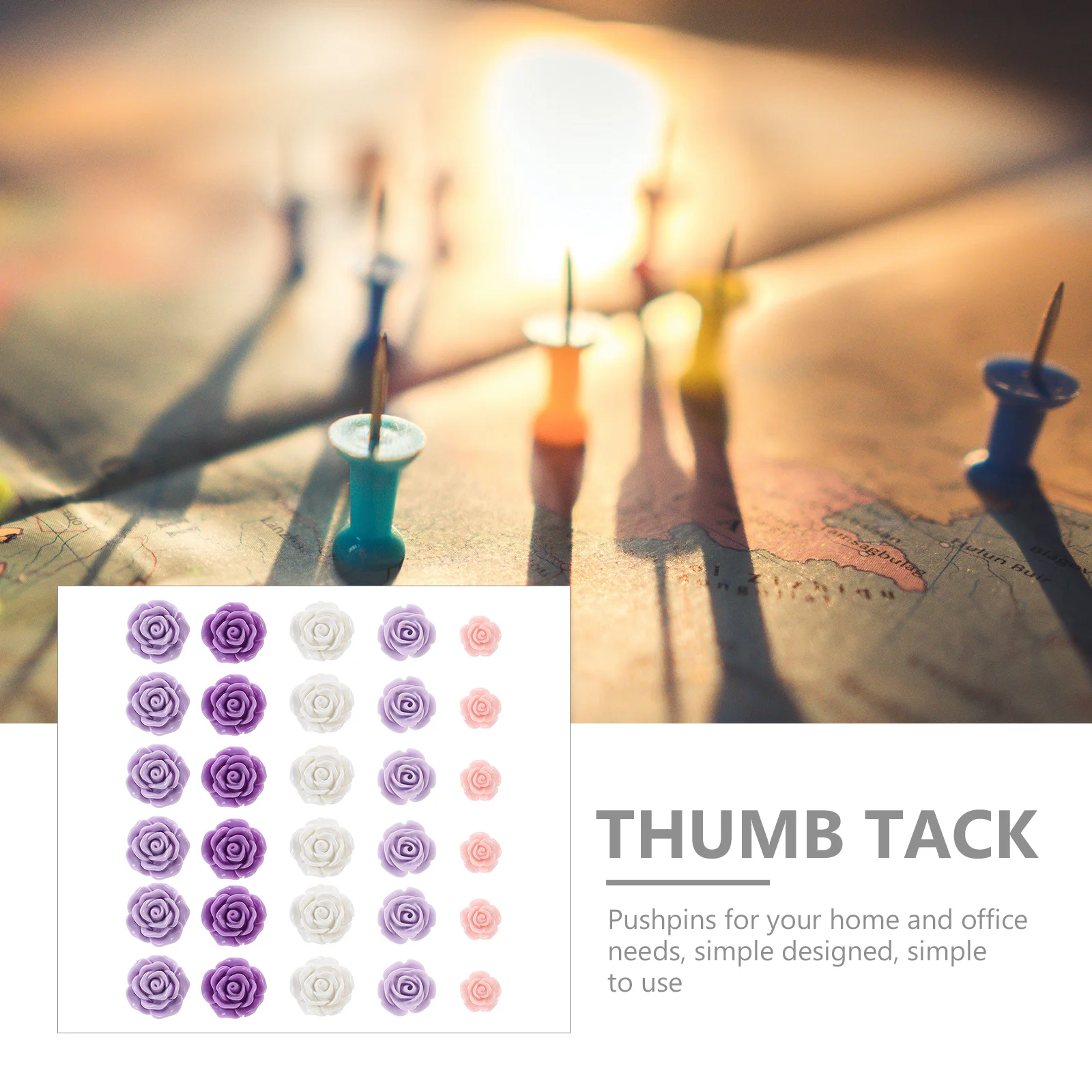 40 puntine da disegno a forma di rosa puntine da disegno multifunzione per bacheca in sughero pennarello per mappa forniture per ufficio domestico piccoli perni decorativi
