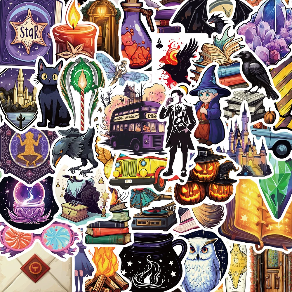 

10/30/50pcs Magic Academy Cartoon Stickers Vintage Gothic Graffiti Decals DIY Skateboard Phone Notebook Sticker Decoration Toy