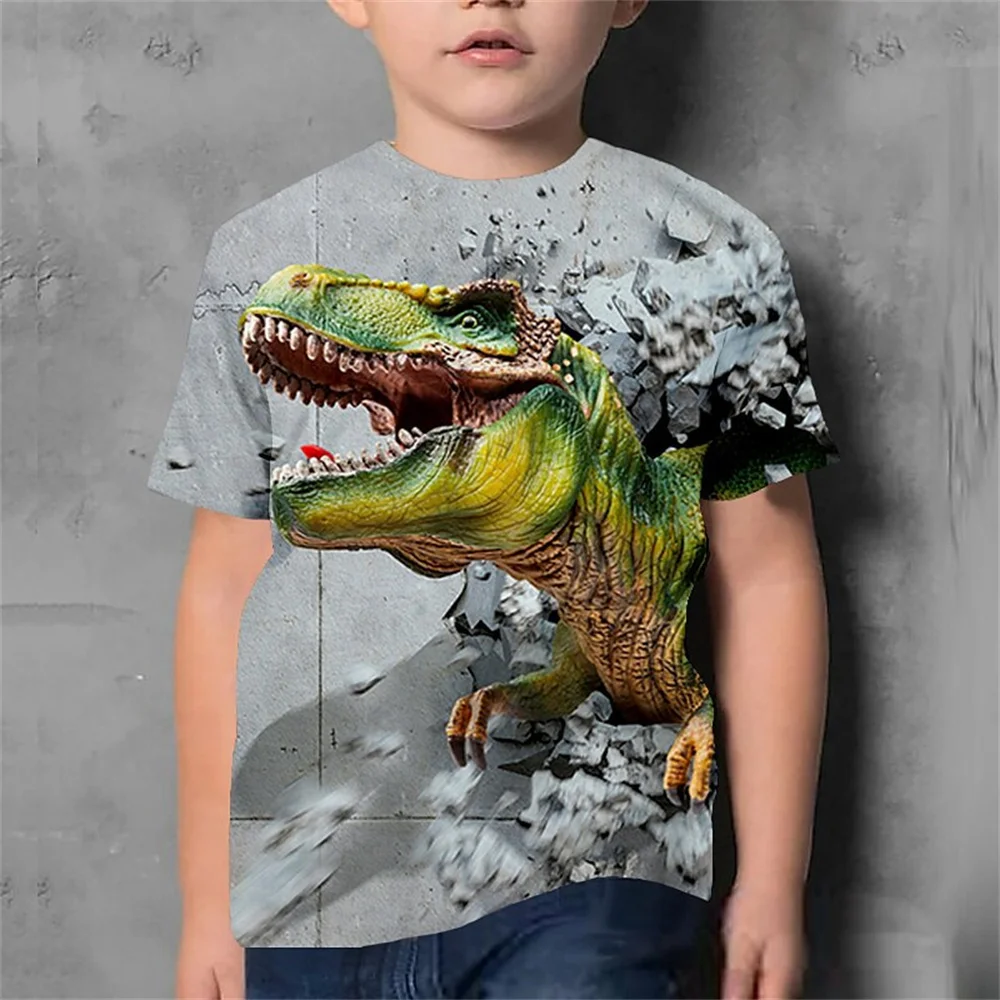 

2025 Animal Dinosaur Fashion Boys Clothing Dinosaur Baby T-Shirts 3d Print Cool Casual Daily Boy Clothes Top Casual Short Sleeve