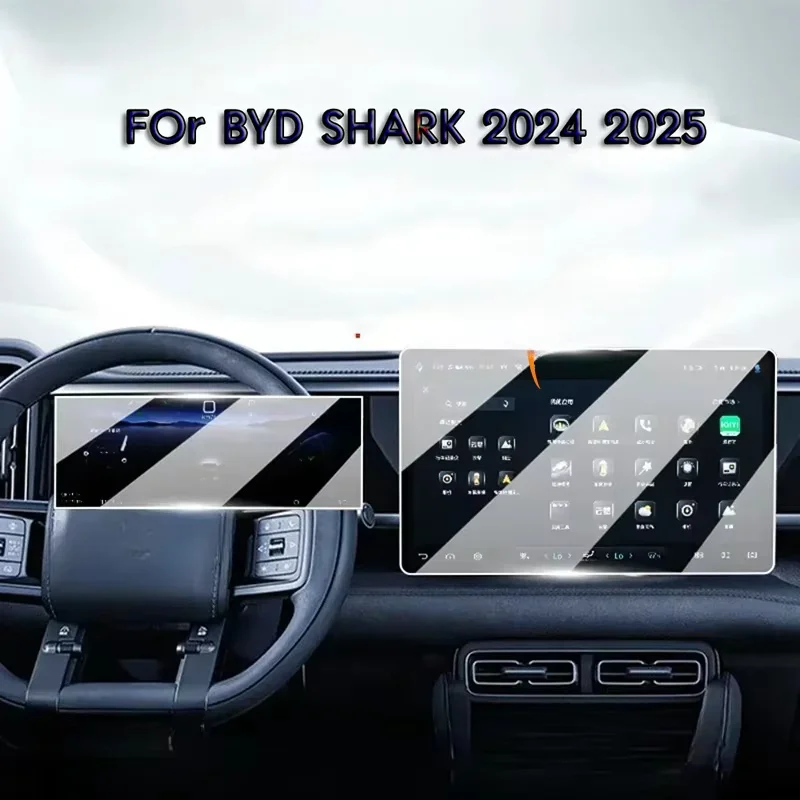 For BYD SHARK 2024 2025 Tempered Glass Car Interior Navigation Entertainment Media Touch Center Display Screen Protective Film