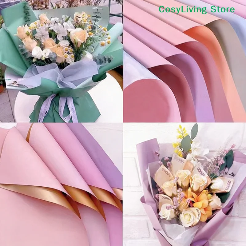 [CL]20Pcs DIY Waterproof Flower Wrappers Bouquet Packaging Two-Sided Colored Ideal 58*58cm Gift Wrapping Paper Flower Decoration