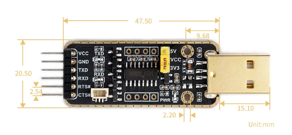 Pi UART Debugger, USB-zu-UART-Debugger-Modul für Raspberry Pi 5, Typ-A-Anschluss, UART-Anschluss, Übertragung mit hoher Baudrate