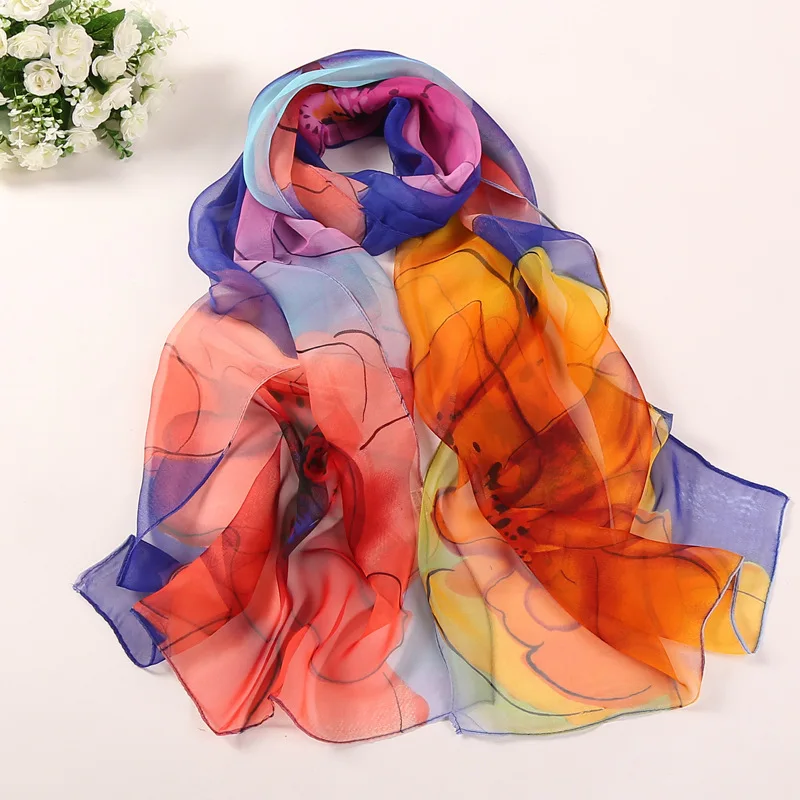 50*160CM New Women\'s Georgette Long Silk Scarf Scarf Wholesale Petanque Scarf