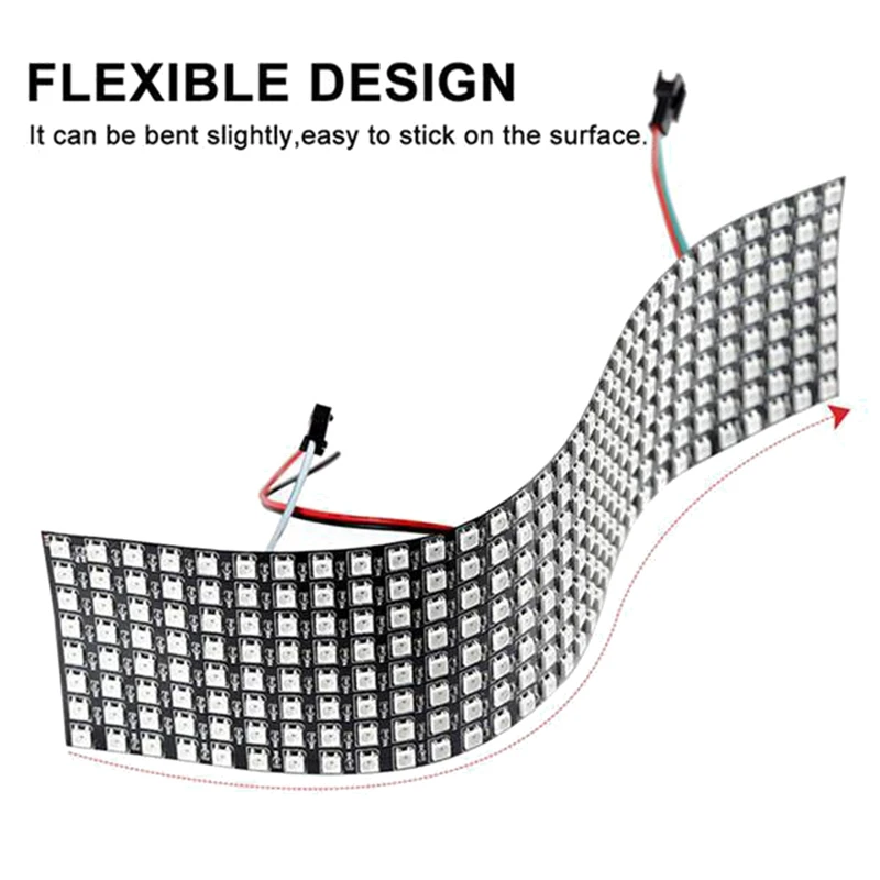 2PCS WS2812B Pixel Panel Flexible Matrix Screen WS2812 IC RGB 5050SMD LED Module Individually Addressable DC5V