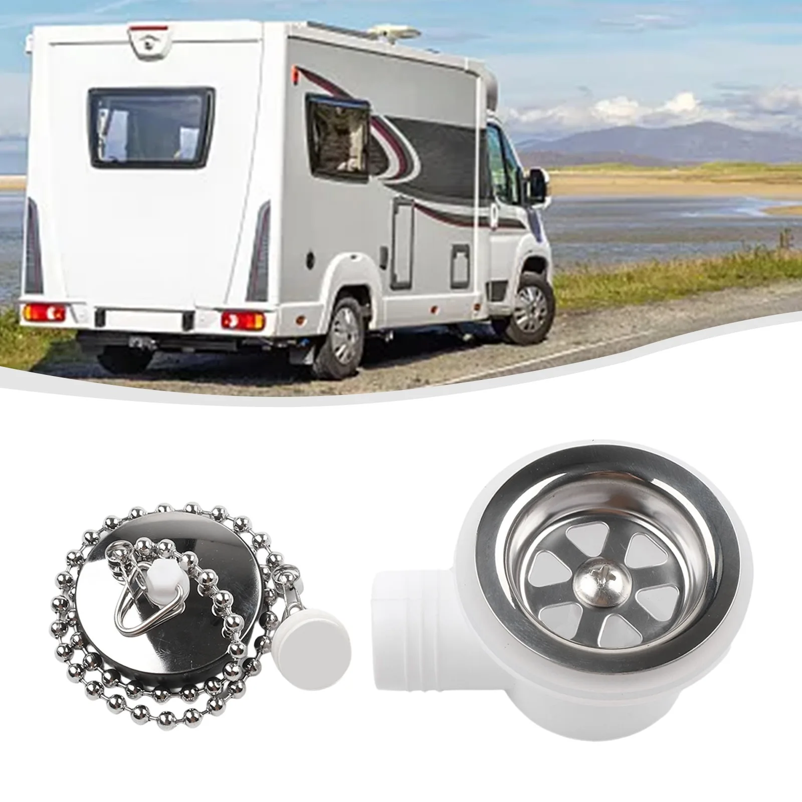 

Сливной соединитель для раковины на колесах, прямоугольный сливной отверстие для раковины из нержавеющей стали, угловой сливной шланг, канализационный адаптер для лодок на колесах