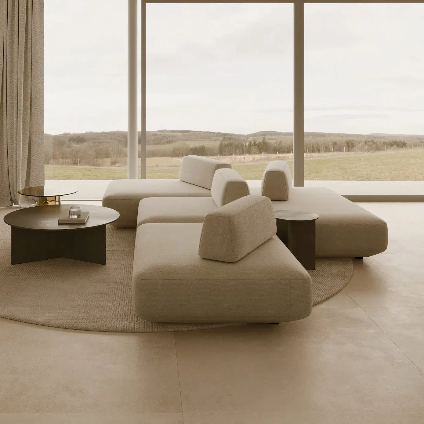Minimalist Module Island Sofa Free Combination Double-sided Middle Island Horizontal Hall Living Room Square Fabric Movable Back