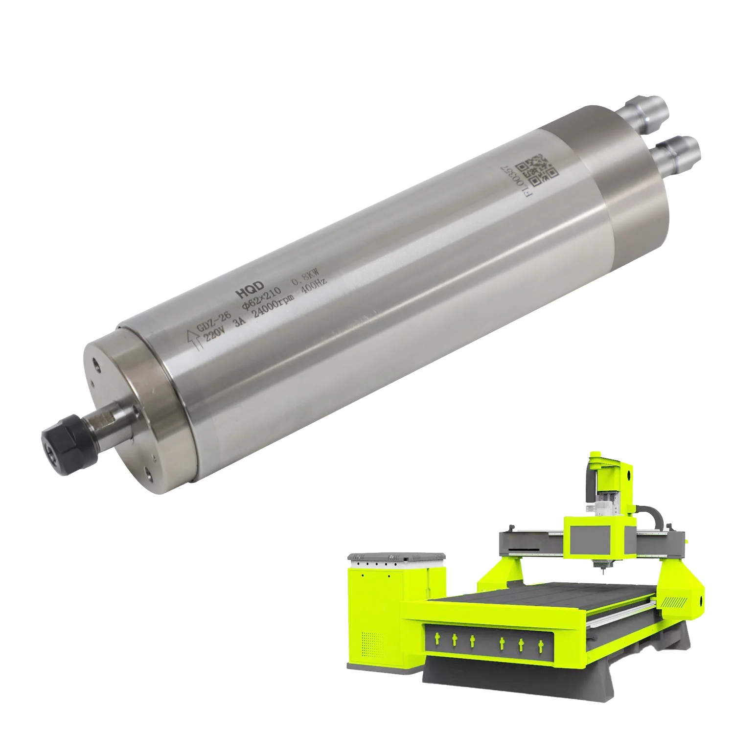 

HQD 0.8KW 800W 62MM ER11 WATER COOLING MTC Milling SPINDLE MOTOR For Jade Jewel Copper Aluminum Milling GDZ-26