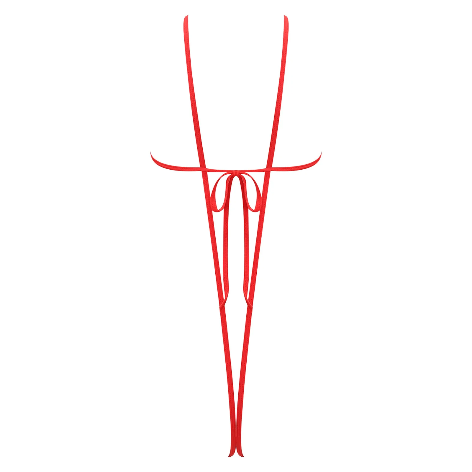 Womens Micro Sling Shot Bathing Suit Hollow Out Cup O-ring Halter Open Crotch Lacing Bikini Bodysuit Swimwear for Rave Party