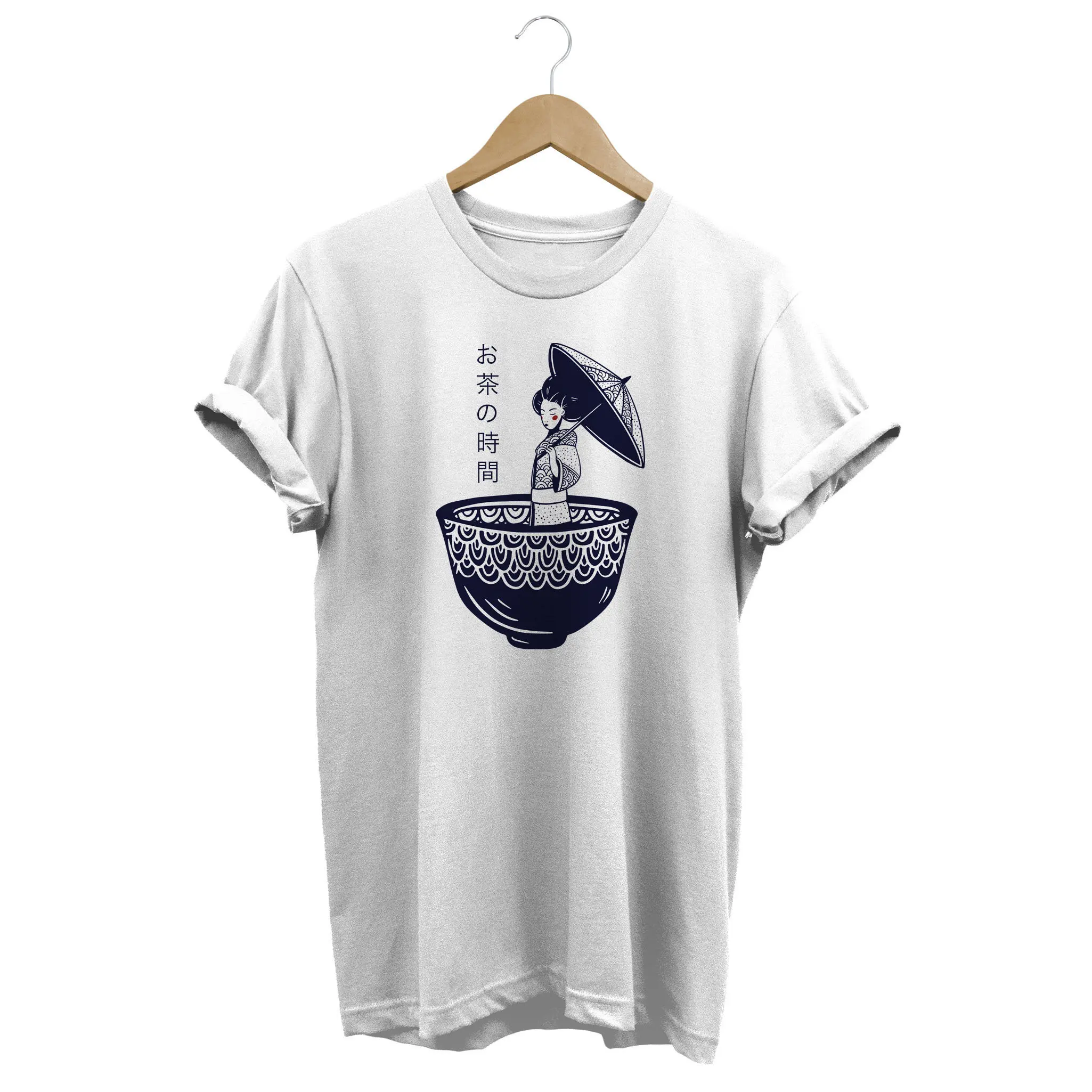 Japanese Tea Time Japanese Culture Art City Street T-shirt Printed Short Sleeve Loose Men's and Women's Street Style T-shirt