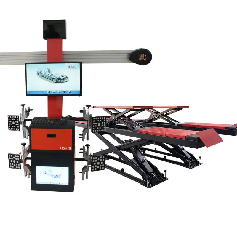 四輪アライメント装置、四柱式地下保管超薄型大型シアー式リフト、スチームトリミングリフトホイール保護装置