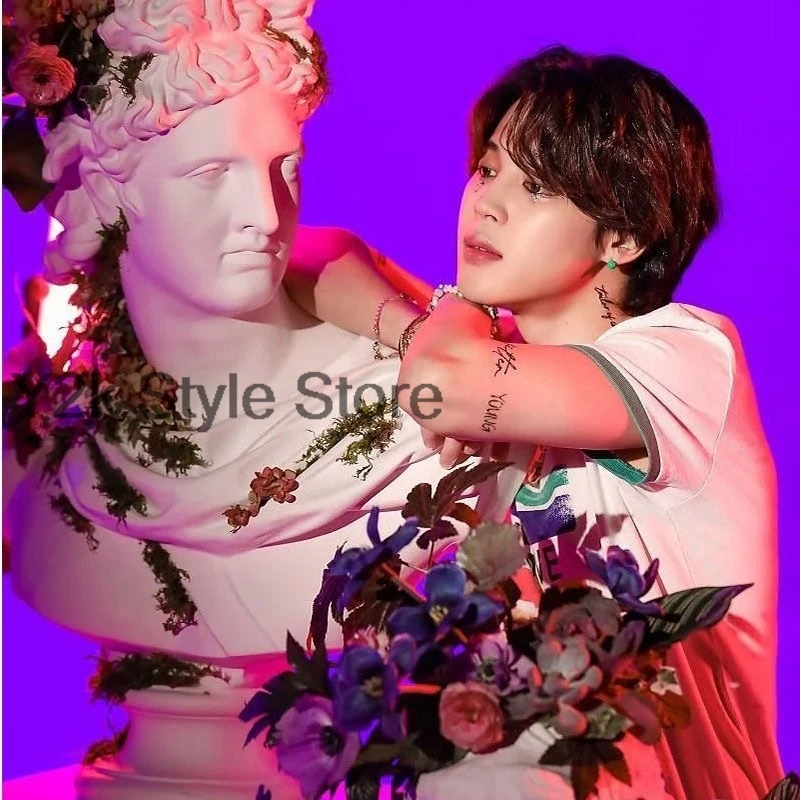 Jimin Equal Love Short Sleeve T-shirt Men Women Kpop Youth Group Flat Love Printing High Quality Cotton Short Sleeve Tee Tops