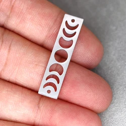 3pcs Rectangle Moon Phase Stainless Steel Pendant Charms for Jewelry Making DIY Craft Earrings Necklace Women Findings Accessory