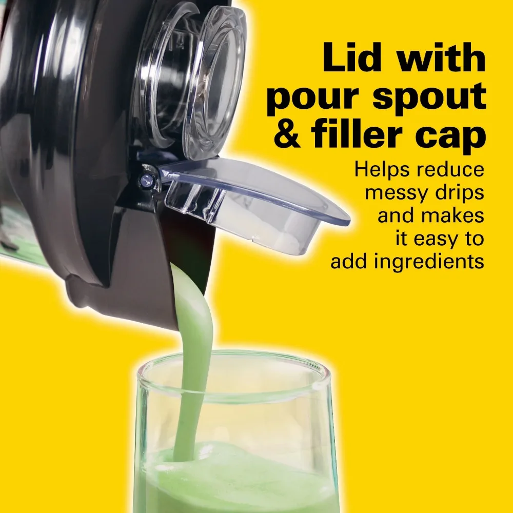 Licuadora negra con tarro de cristal